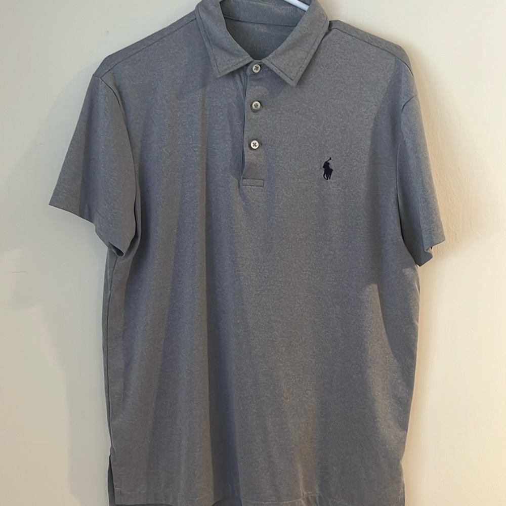 Polo Ralph Lauren shirt sleeve polo, lightweight polyester, grey, size M